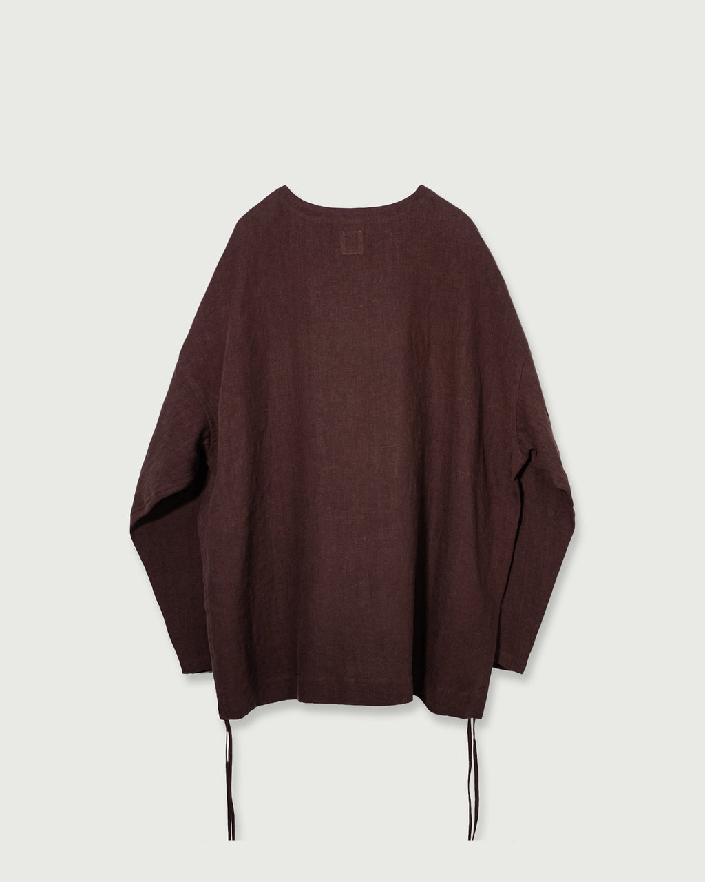 French Linen Side Shirring Long-Sleeve Pullover<#burgundy>