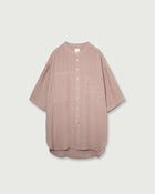 Wash Linen Band Collar Henley Neck Like Half Sleeve Atelier Shirt <#smoke pink>