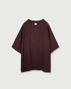 French Linen Crew Neck Half Sleeve Oversized Pullover <#burgundy>