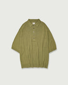 Linen Mid-Gauge Half Sleeve Knit Polo <#yellow>