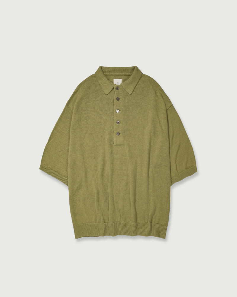 Linen Mid-Gauge Half Sleeve Knit Polo <#yellow>