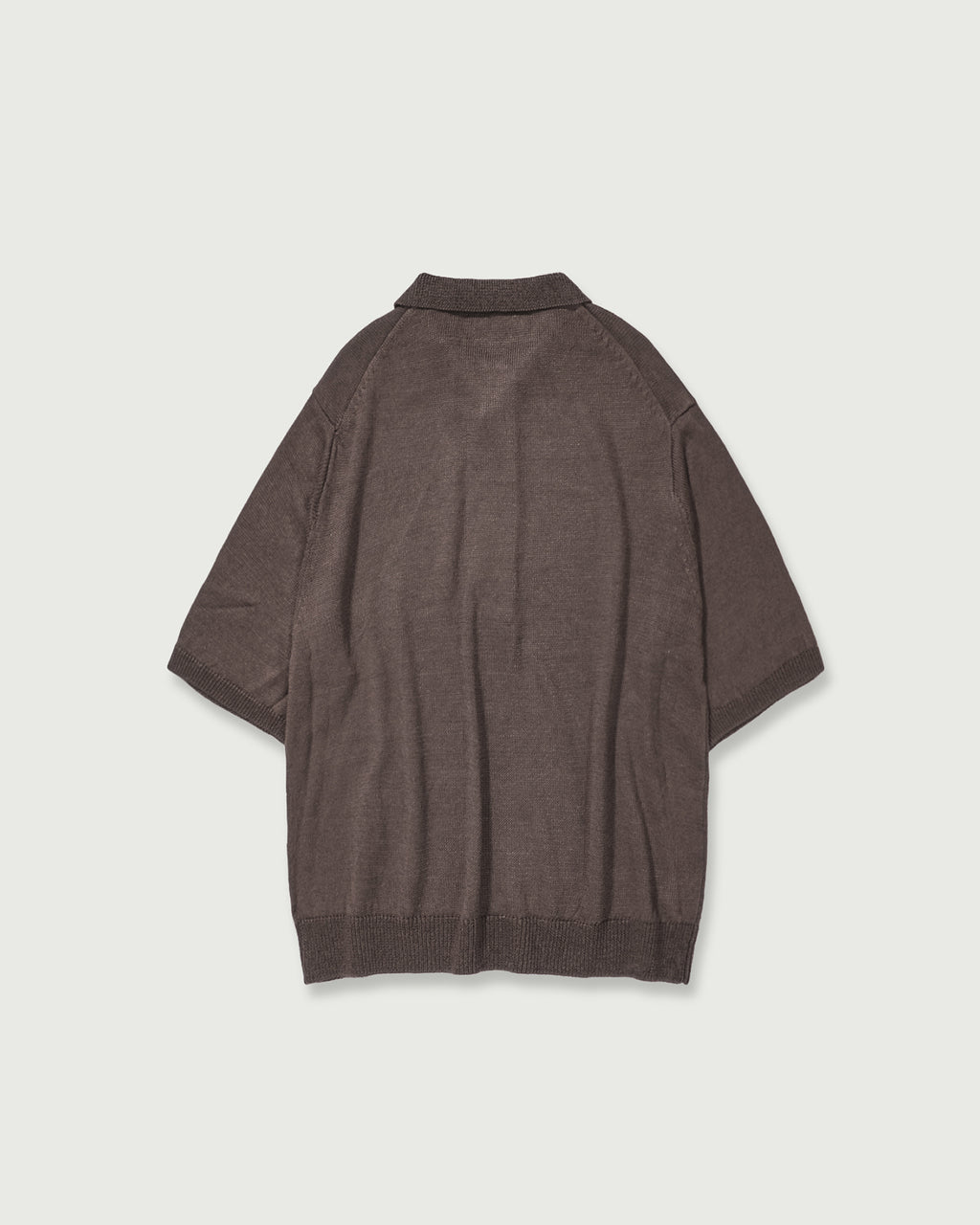 Linen Mid-Gauge Half Sleeve Knit Polo <#brown>