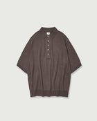 Linen Mid-Gauge Half Sleeve Knit Polo <#brown>