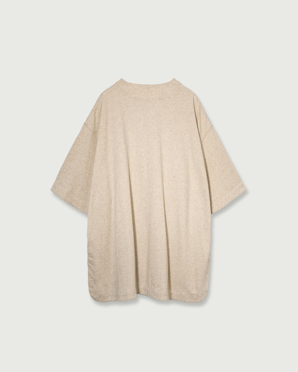 Cotton Linen Hem Round Skipper Half Sleeve Tee <#ivory>