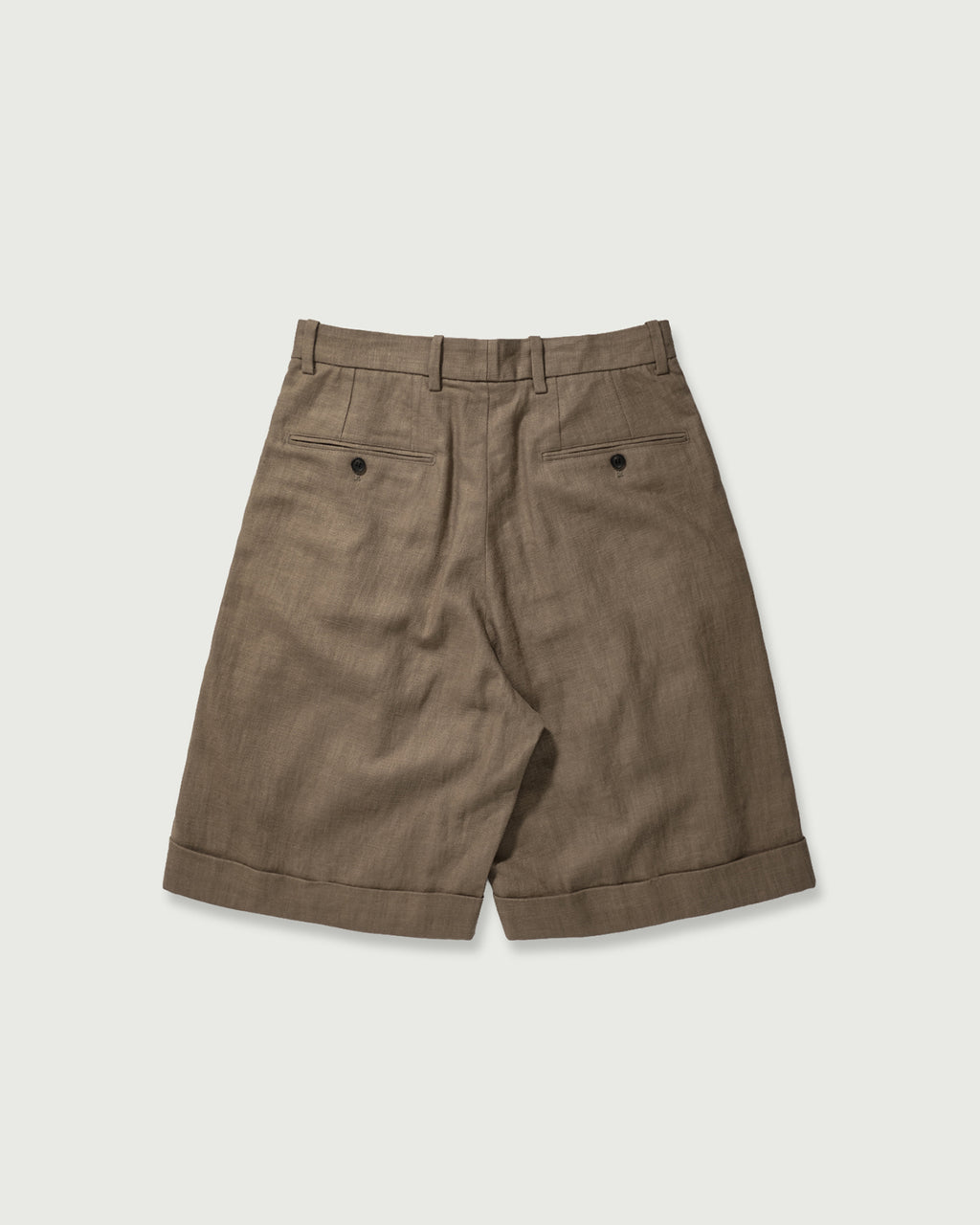 Linen Twill Coin Pocket 2Tuck Double-Hem Shorts <#beige>