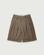 Linen Twill Coin Pocket 2Tuck Double-Hem Shorts <#beige>