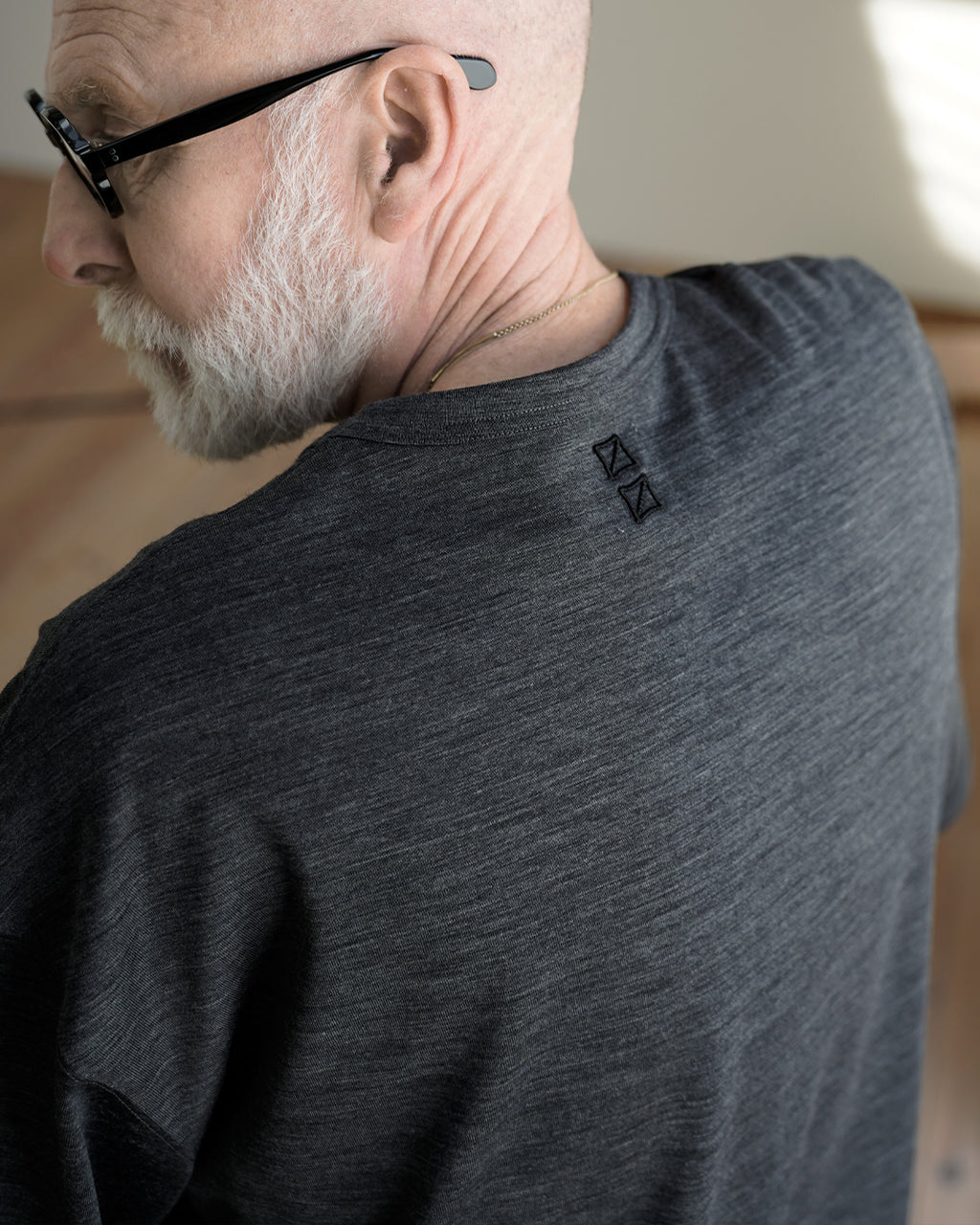 Super100s WOOL Plating Jersey S/S Logo TEE <#heather gray>