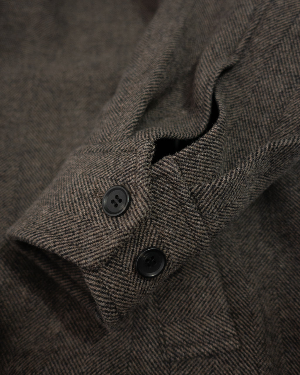 Wool Blend Herringbone Tweed Volume Zip Blouson <#brown>