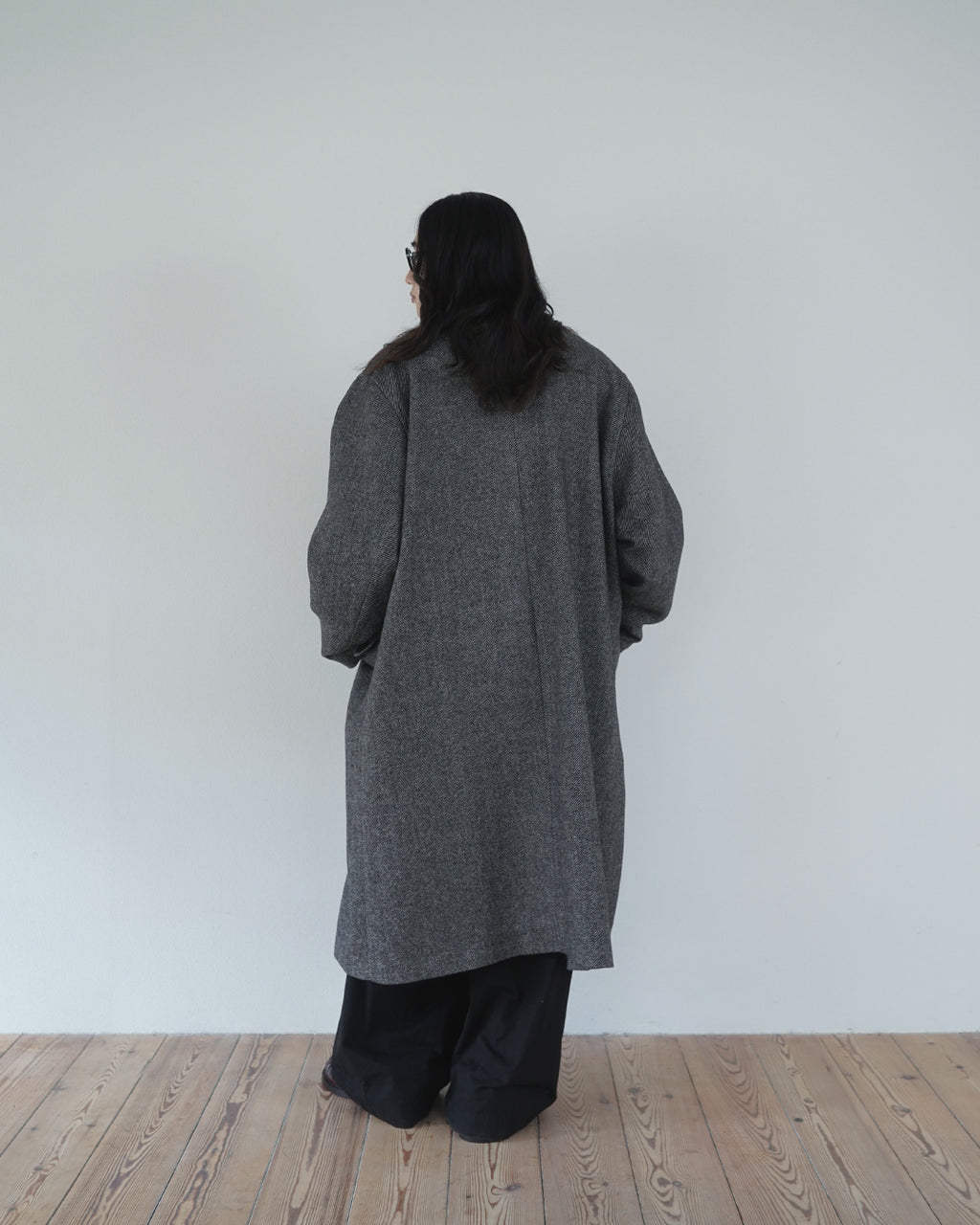 Wool Blend Double-Breasted Long Coat <#gray>