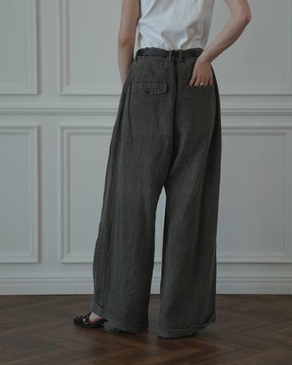 Double Hem Coin Pocket 2Tuck Wide Slacks.