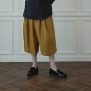 High Waist 2 Tuck Wide Half Trousers.
