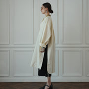 Key Neck Side Slit Long Length Pullover Shirt.
