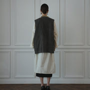 Button Design Crew Neck Vest.