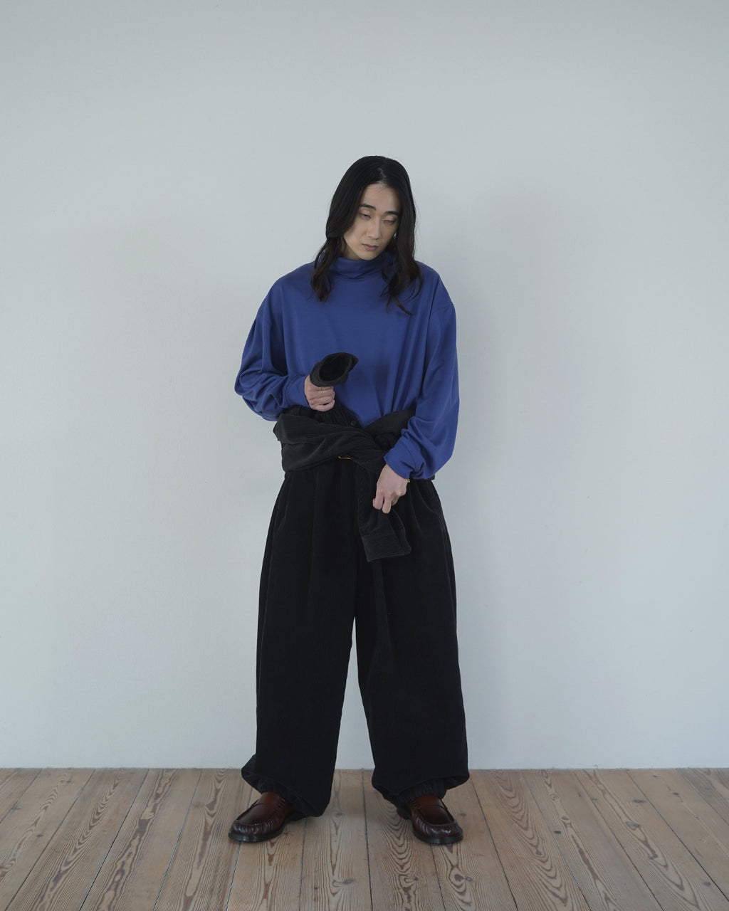 Super100s WOOL Plating Turtleneck L/S Logo TEE <#royal blue>