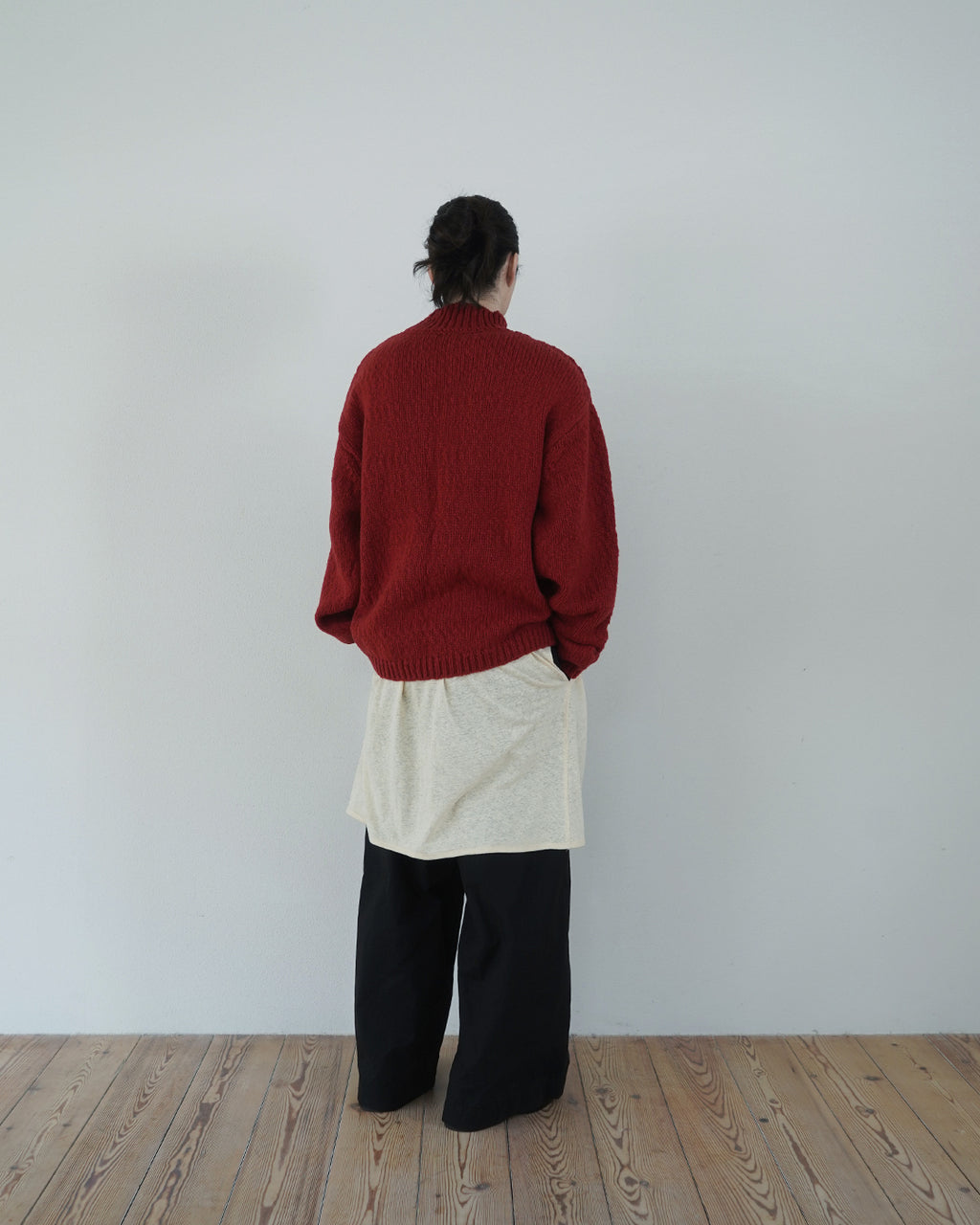 Wool Blend High Neck Hand-like Knit / Sweater <#red>