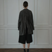 Back-Open Peak Lapel Double-Breasted Over Jacket.