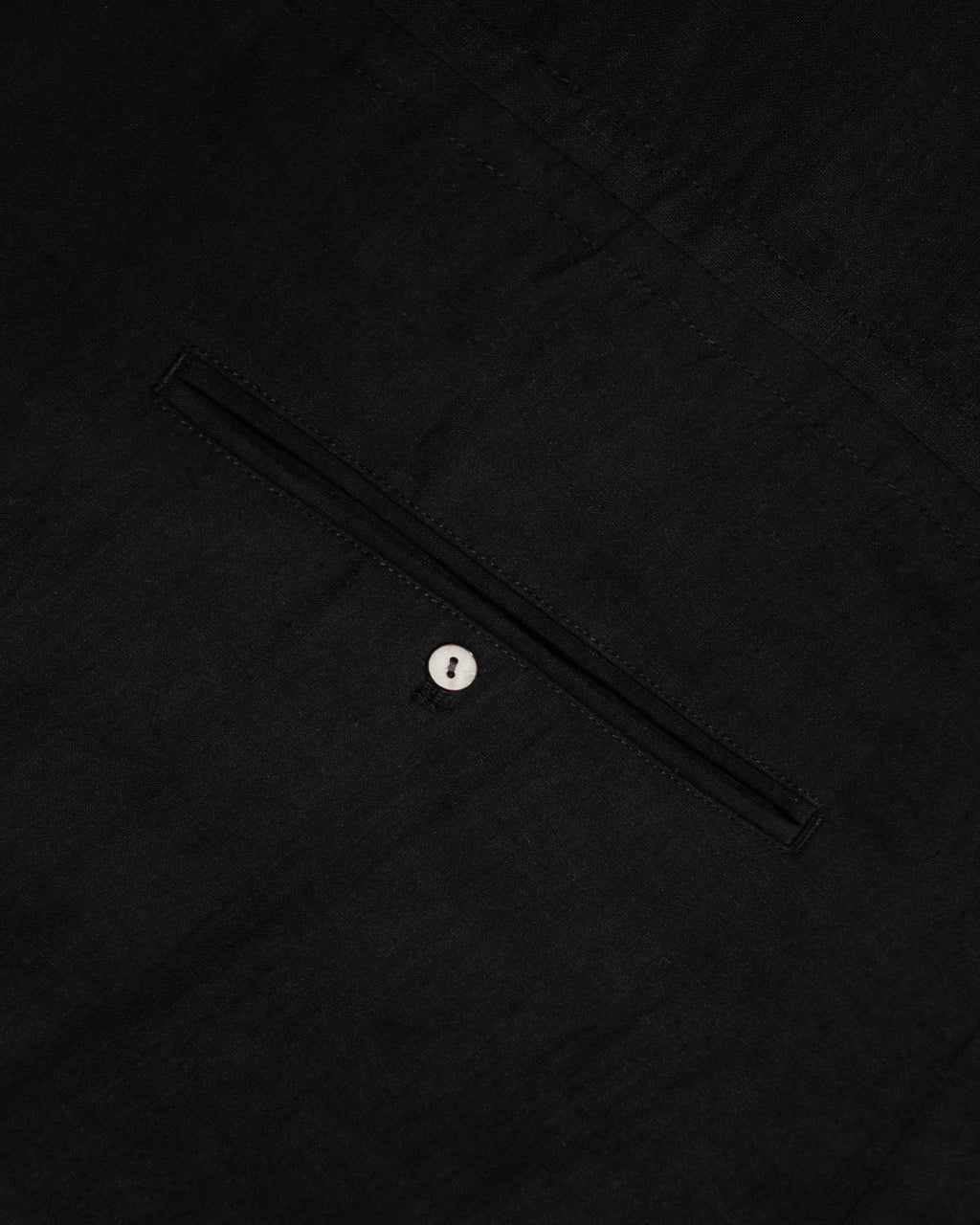 Wash Linen Band Collar Long-Sleeve Jumpsuit <#black>