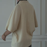 Waffle Russell V Neck 3/4 Sleeve Dolman Knit Pullover.