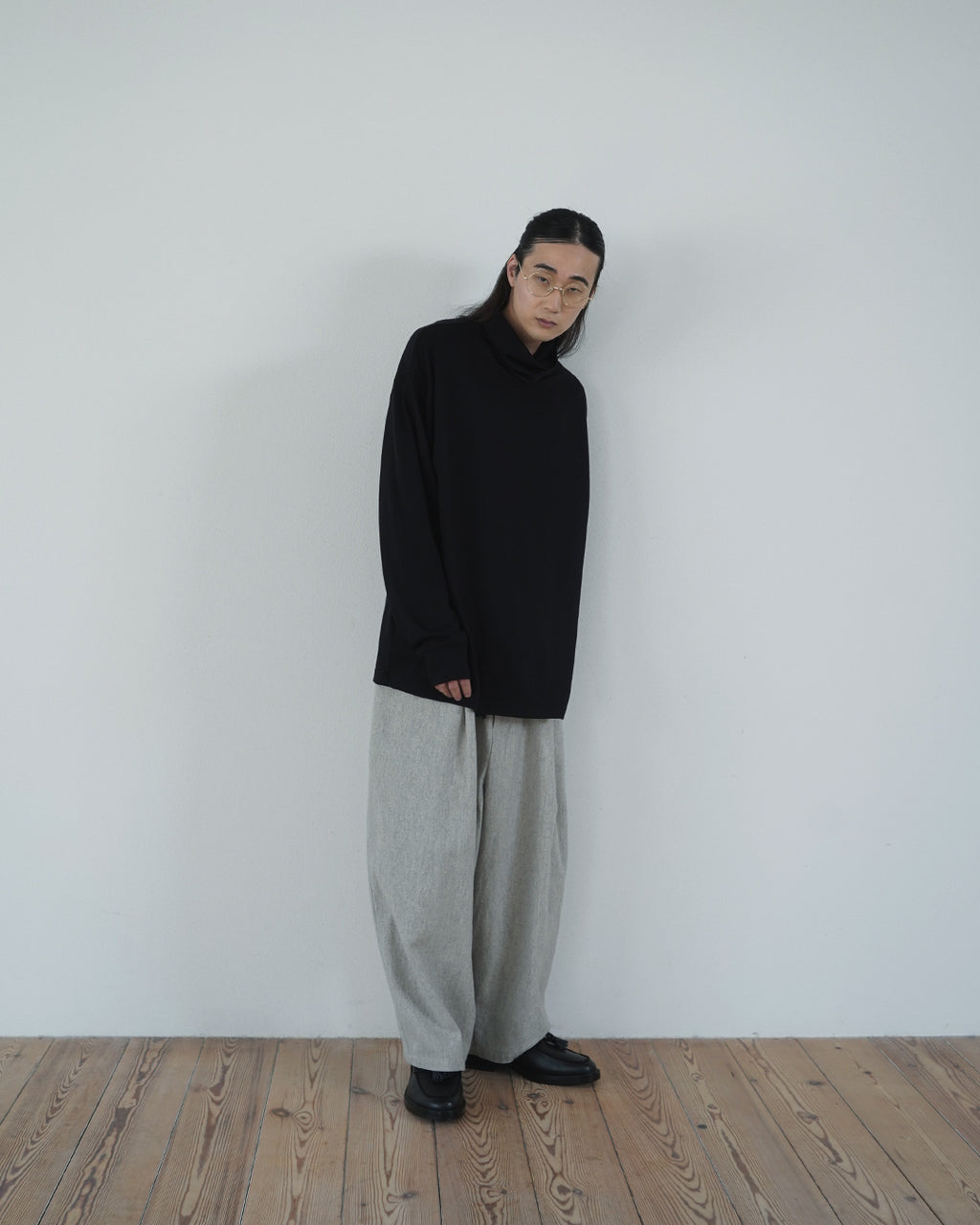 Shetland Wool Linen Rope Belt Easy Sarouel Pants <#light gray>