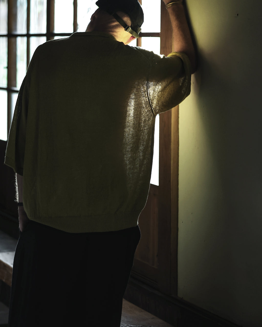 Linen Mid-Gauge Half Sleeve Knit Polo <#yellow>