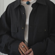 Layered Design Dress Military Shirt.