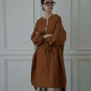 Key Neck Side Slit Long Length Pullover Shirt.