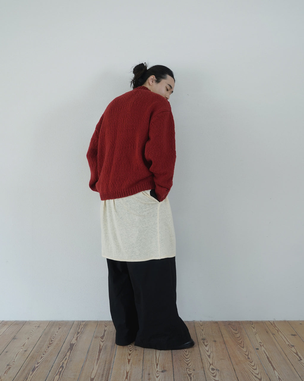 Wool Blend High Neck Hand-like Knit / Sweater <#red>