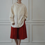 High Waist 2 Tuck Wide Half Trousers.