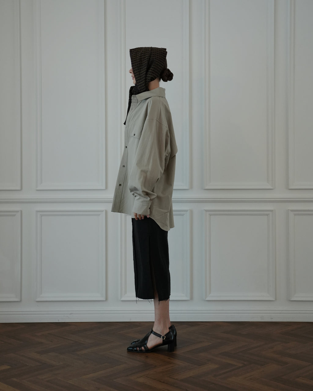 Layered Design Dress Military Shirt.