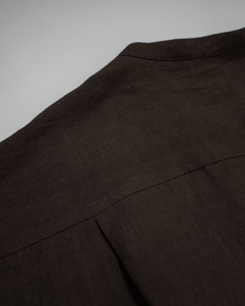 Wash Linen Band Collar Long-Sleeve Jumpsuit <#brown>