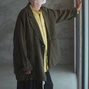 Back-Open Peak Lapel Double-Breasted Over Jacket.