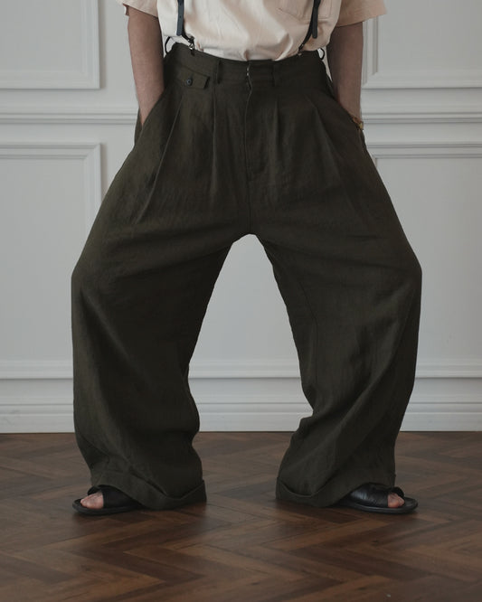 Double Hem Coin Pocket 2Tuck Wide Slacks