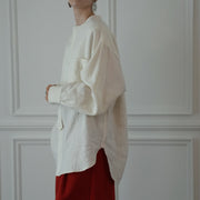 Band Collar Henley Neck Like Atelier Shirt.