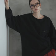 Crew Neck LS Tuck Rib Pullover.