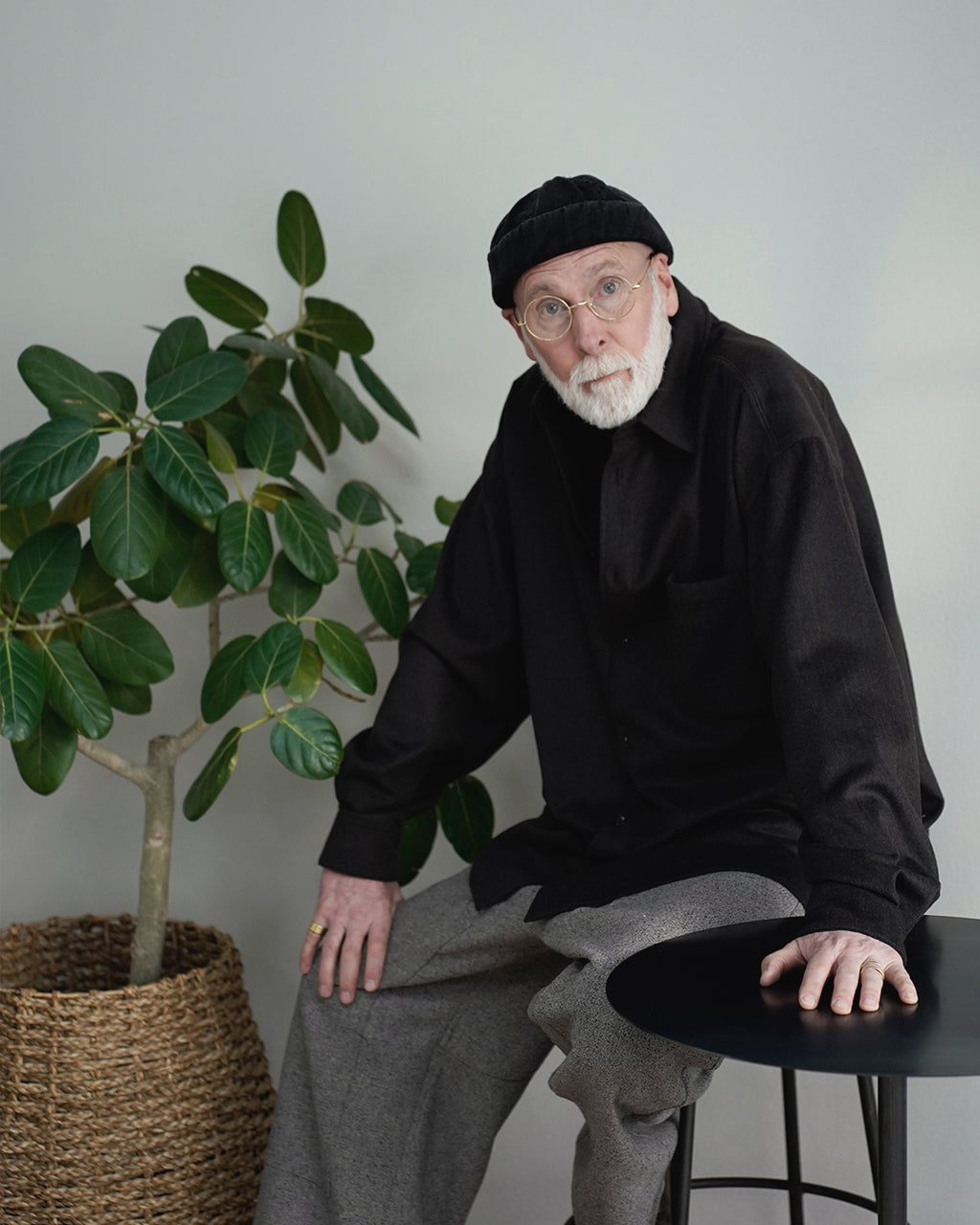 Wool Blend Heavy Flannel Wide Tuck Over Shirt <#olive>