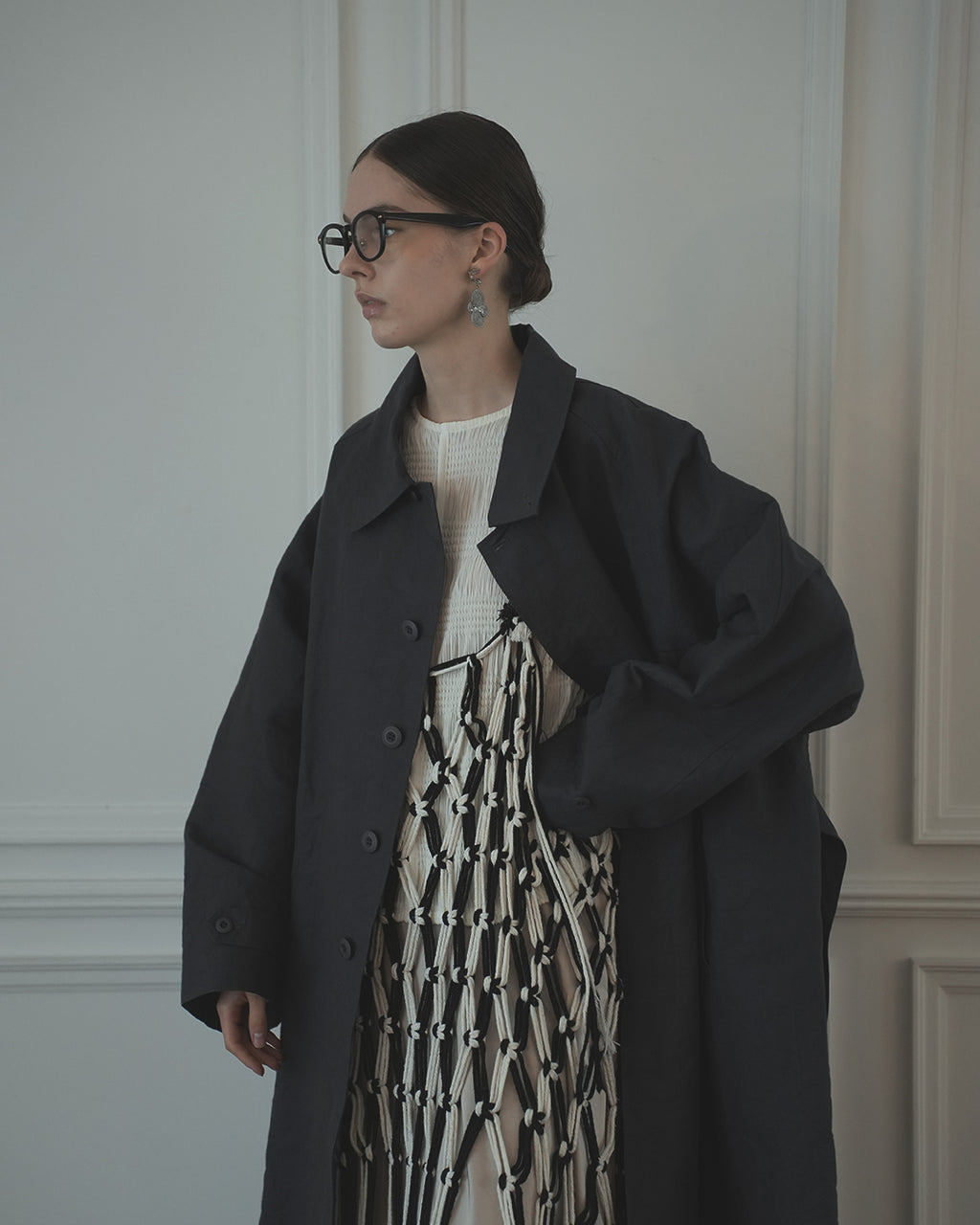 Back Flare A-Line Officer Bal Collar Coat.