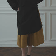 High Waist 2 Tuck Wide Half Trousers.