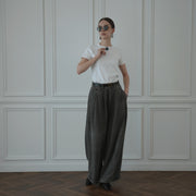 Double Hem Coin Pocket 2Tuck Wide Slacks.