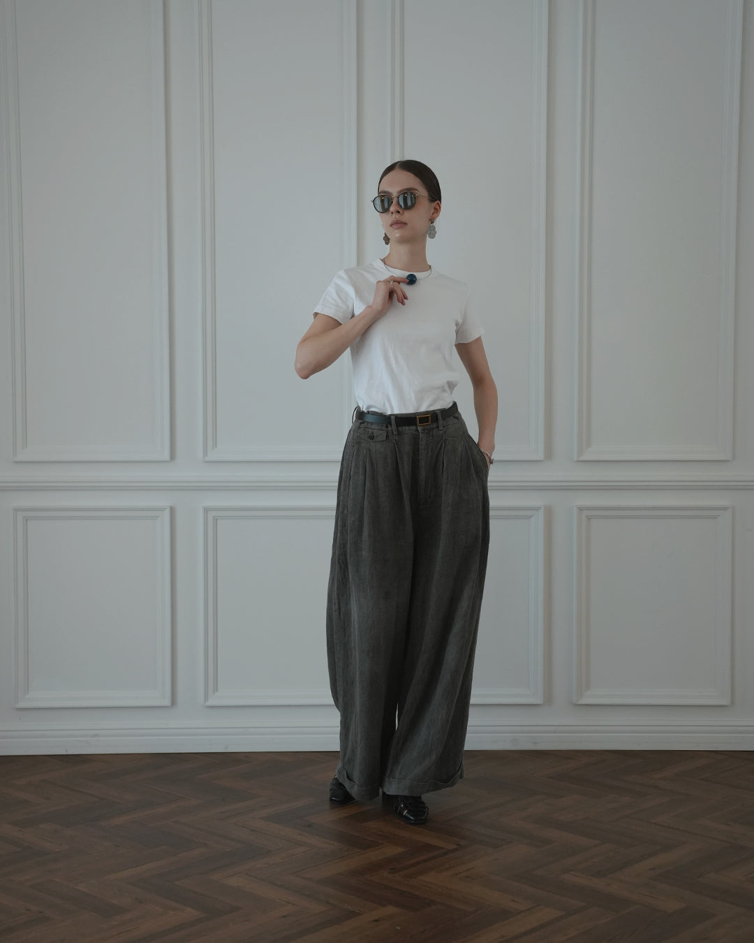 Double Hem Coin Pocket 2Tuck Wide Slacks.