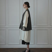 Button Design Crew Neck Vest.