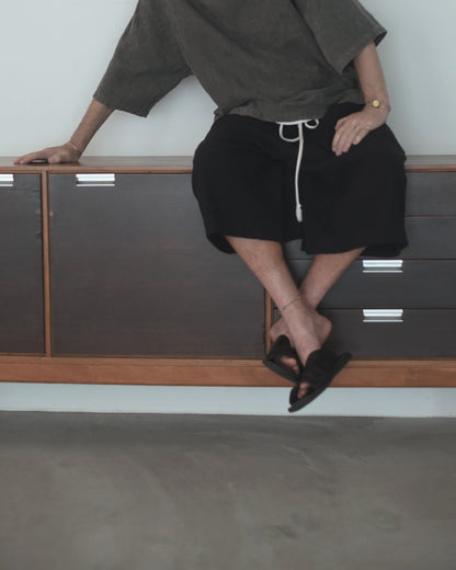 High Waist 2 Tuck Wide Half Trousers.