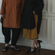 High Waist 2 Tuck Wide Half Trousers.