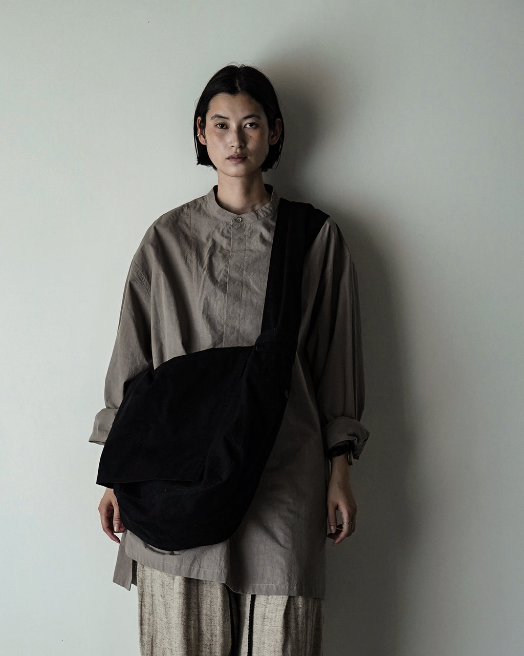 Cotton Canvas News Paper Bag <#black>