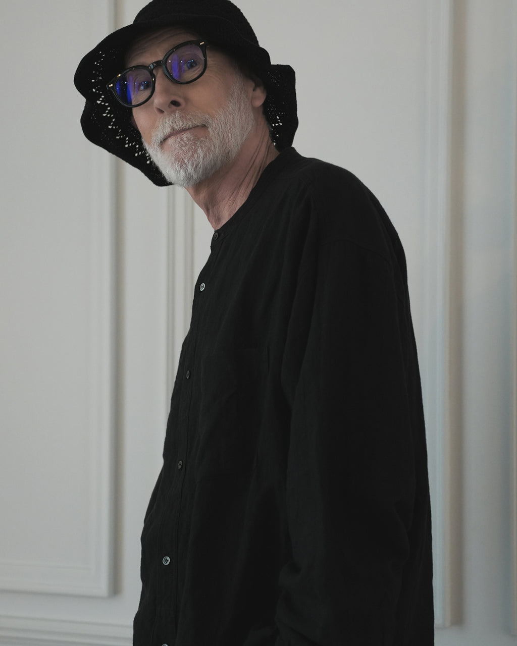 Band Collar Henley Neck Like Atelier Shirt.