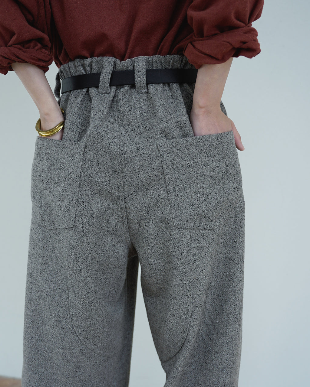 Wool Blend Tweed Double-Knee Painter's Work Pants <#greige>