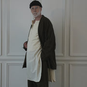 Back-Open Peak Lapel Double-Breasted Over Jacket.