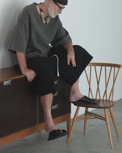 High Waist 2 Tuck Wide Half Trousers.