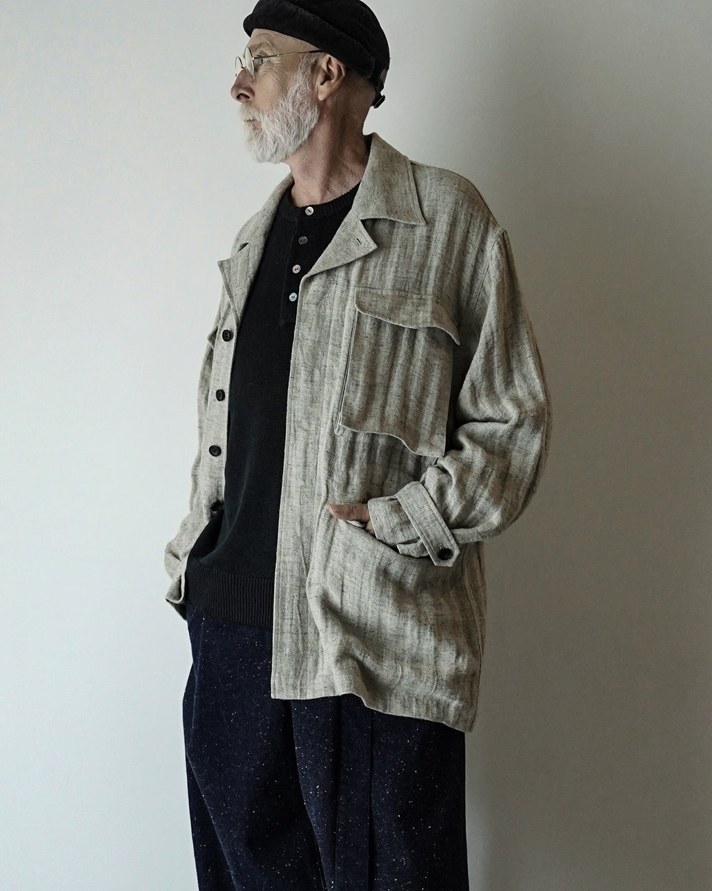 Linen Herringbone M-43 Field Jacket <#heather gray>