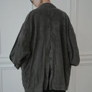 Back-Open Peak Lapel Double-Breasted Over Jacket.