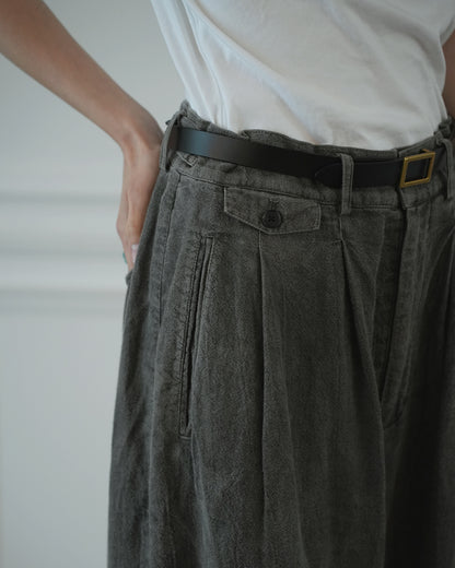 Double Hem Coin Pocket 2Tuck Wide Slacks.